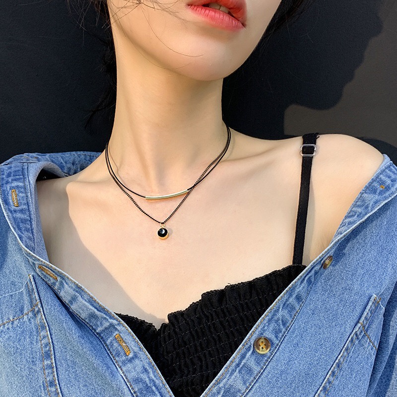 Dây Chuyền Hai Lớp Bi Đen Black Pie - Vani Store [TS000616]