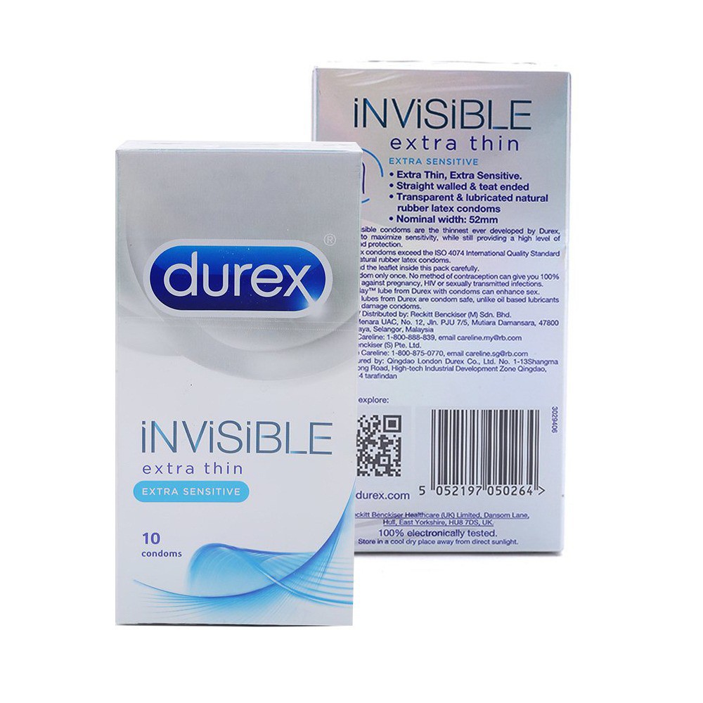 Bao Cao Su Durex Invisible Hộp 10 cái (Vô hình)