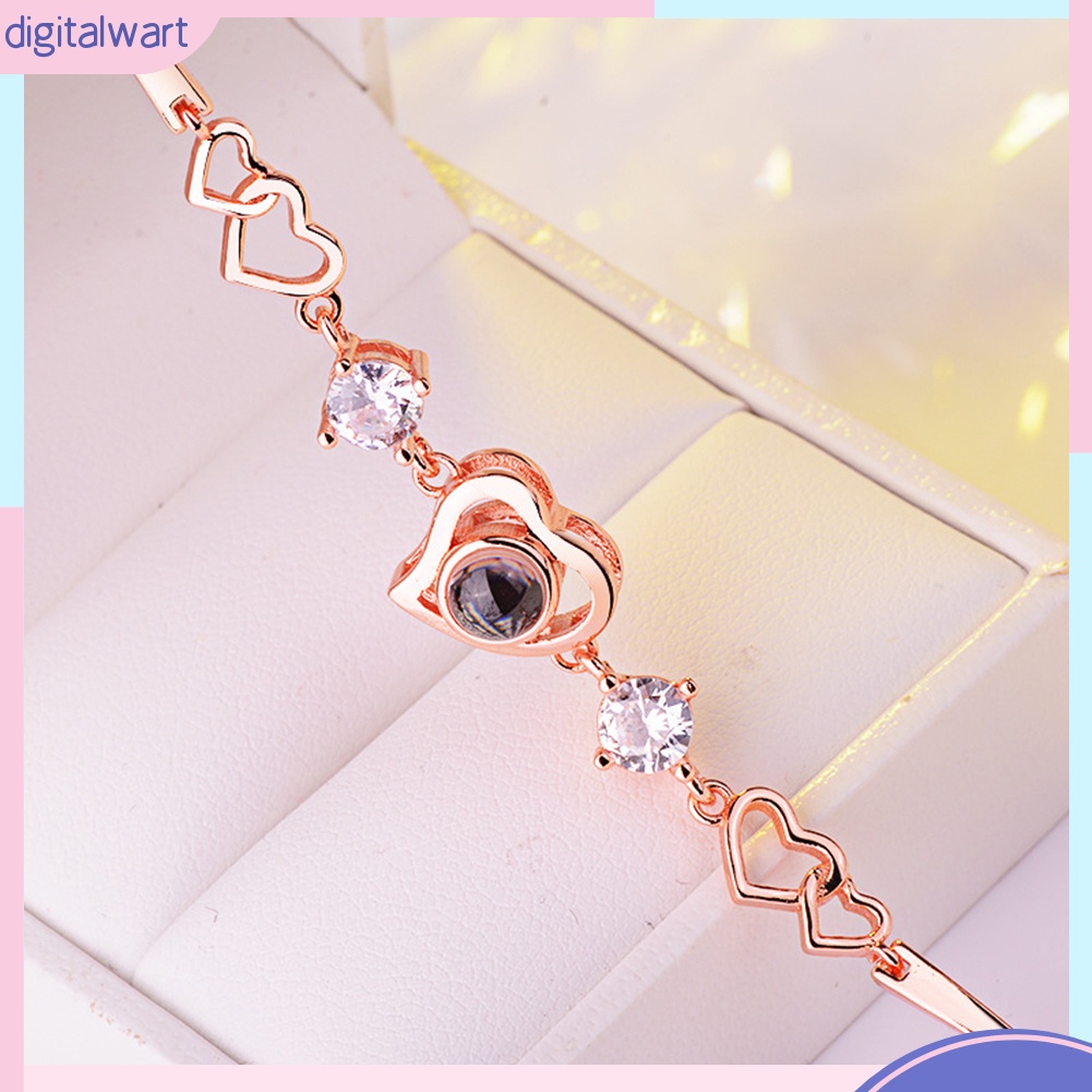 Vòng tay kim loại mặt trái tim khắc chữ I Love You