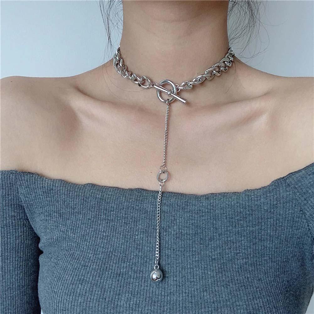 Vòng Cổ Choker DWAYNE OT Khóa Kim Loại Tua Rua Đơn Giản Phong Cách Punk Cho Nữ