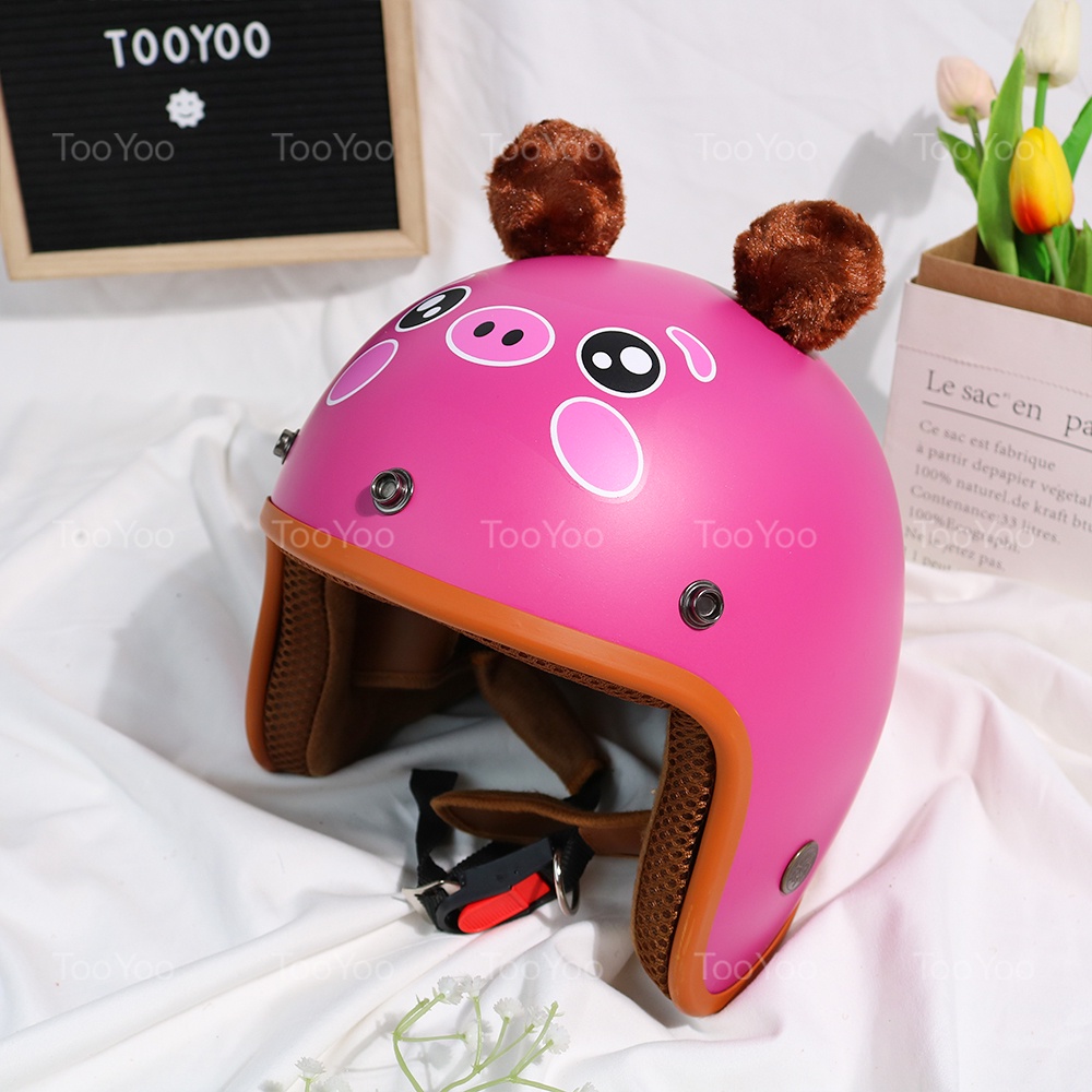 Mũ bảo hiểm 3/4 HEO HỒNG có tai dễ thương cute TooYoo TY0210