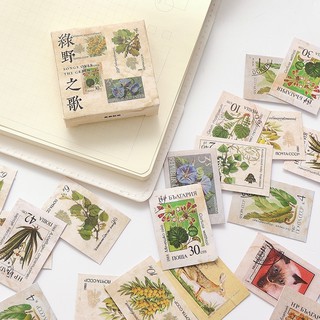 Set sticker TEM CỎ LÁ RETRO CHILL 40-46 chiếc trang trí siêu xinh