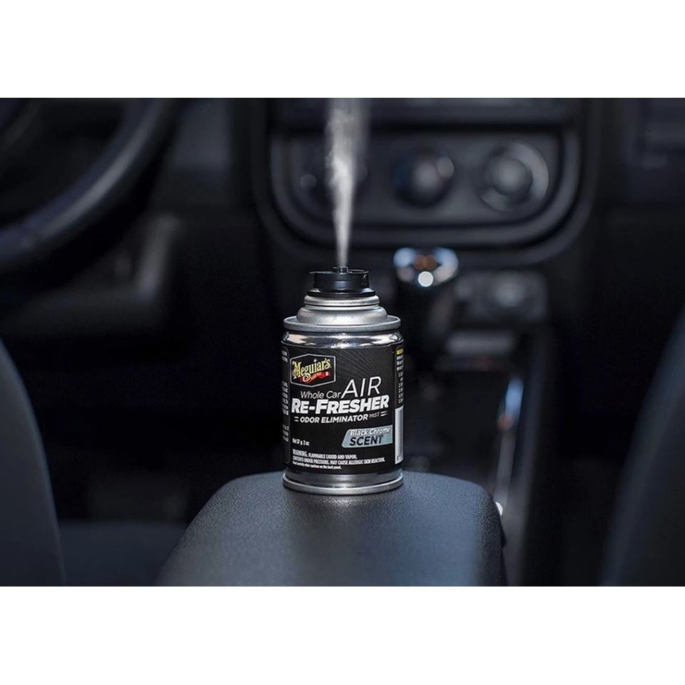 Xịt khử mùi, diệt khuẩn nội thất xe hơi hương thơm nam tính/ Meguiar's Air Refesher - Black Chrome Scent - G181302