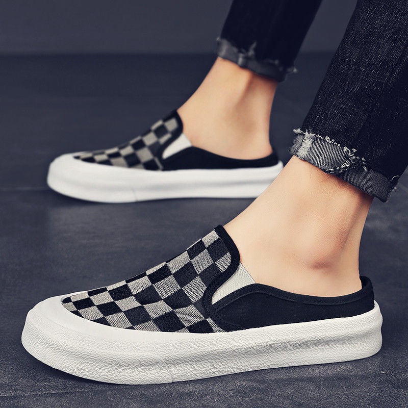 VANS Giày Lười Canvas Họa Tiết Ca Rô Thời Trang Dành Cho Nam