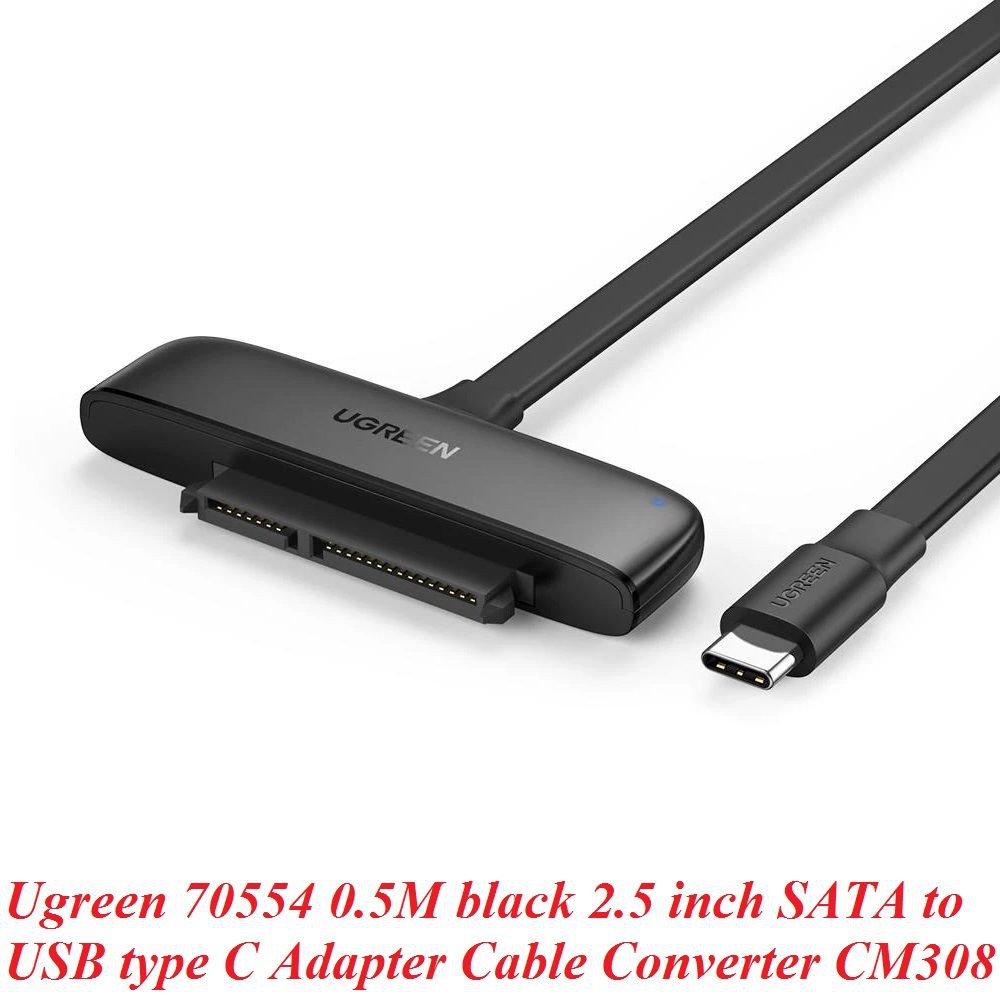 Ugreen 70554 0.5M màu đen đọc ổ 2.5 inch SATA ra USB type C 50cm CM308