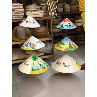 Tre tự nhiên- Nón lá vẽ đủ size -Mây tre đan việt