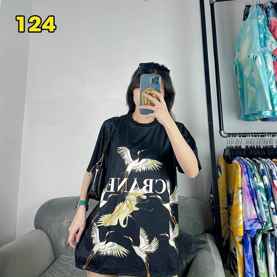 🔥BÁN CHẠY🔥 Áo thun chim cò đen cực chất unisex oversize vải cotton xượt poli co giãn thấm hút tốt 124