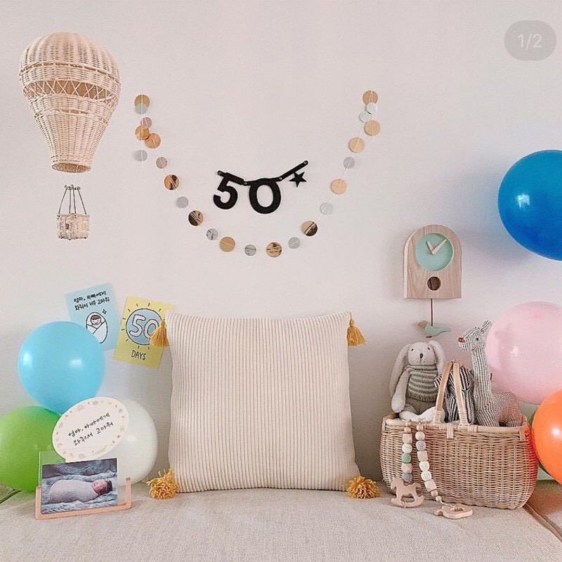 Khinh khí cầu mây trang trí nhà cửa, đồ chơi an toàn cho bé, phụ kiện chụp ảnh decor studio