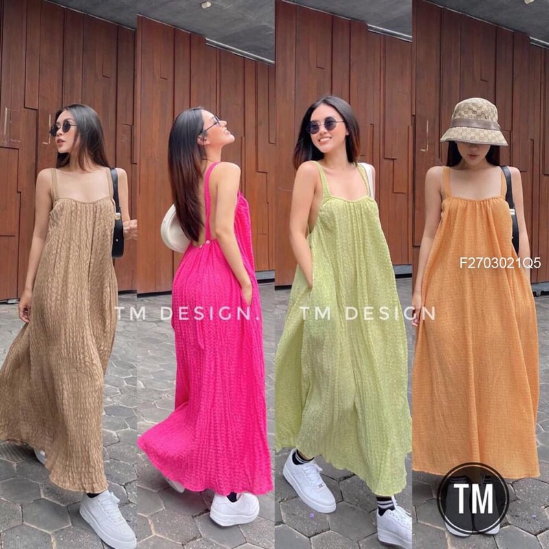 Đầm maxi xốp 2 dây hở lưng