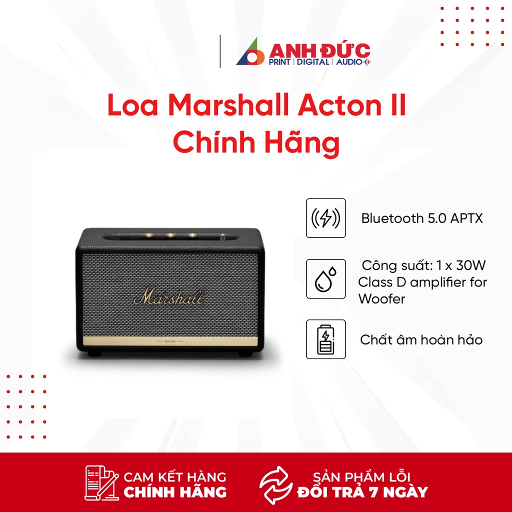 Loa Bluetooth Marshall Acton II Black - Bảo Hành 12 Tháng