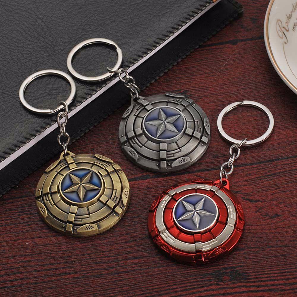 Móc Khóa Hình Khiên Phim Captain America Cổ Điển Trang Trí Xe Hơi