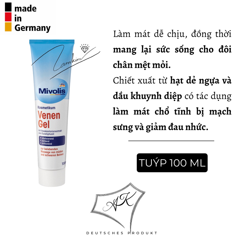 Gel bôi giảm giãn tĩnh mạch Mivolis - nội địa Đức - 100ml