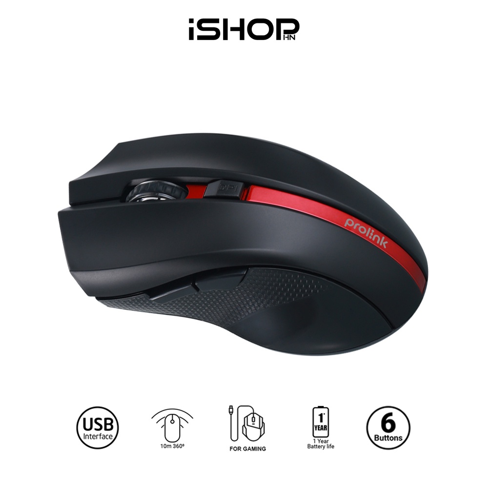 Chuột không dây Prolink PMW6005 thiết kế dành cho Gaming, độ phân giải cao, tiết kiệm pin, giá rẻ