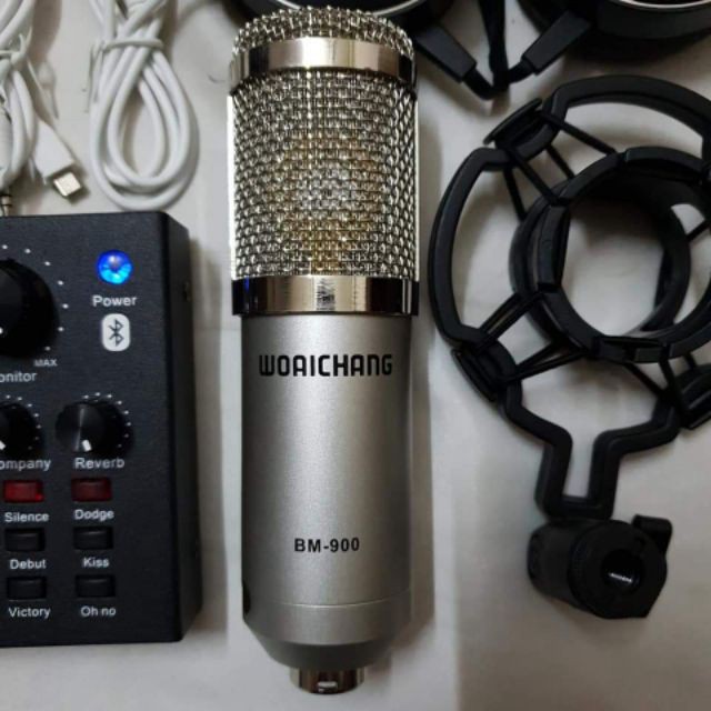 BigSale Bộ combo mic livestream hát karaoke card V8 có autotune micro BM900 WOAICHANG tặng tai 450 BH 6 tháng đổi mới Mi