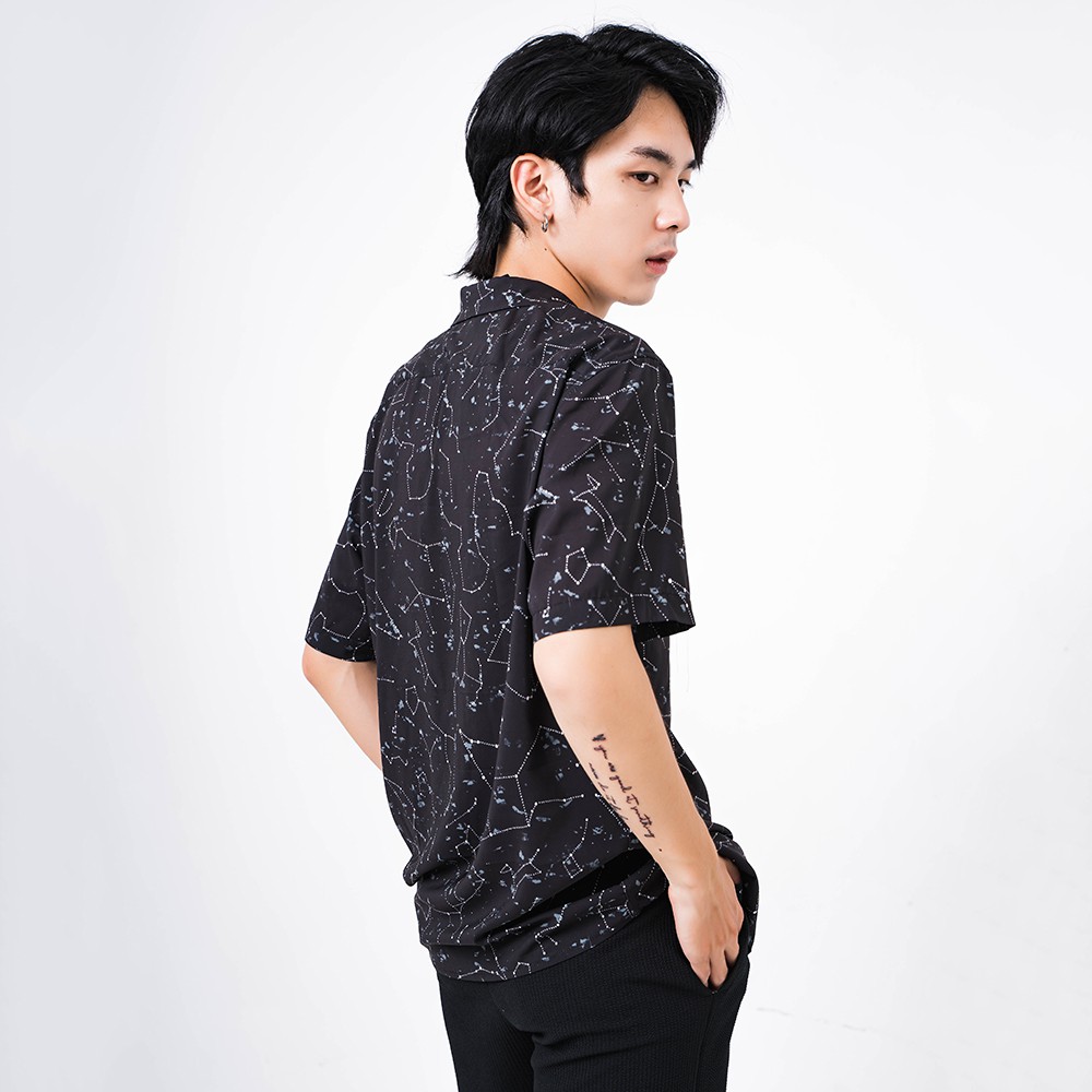 Xả Áo sơ mi nam họa tiết CHÒM SAO, chất liệu vải lanh lụa thoáng mát, không nhăn, phom Regular -  ADORIS SM066