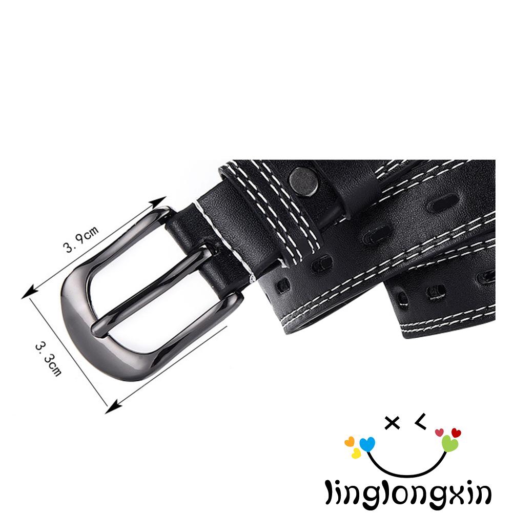 Thắt lưng da PU có khóa kim loại dạng mỏng hợp thời trang cho nam nữ