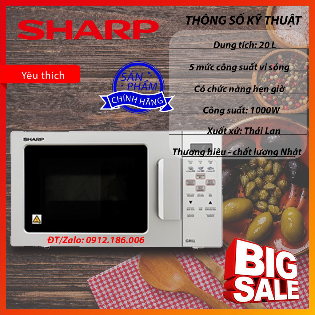 Lò Vi Sóng Có Nướng Sharp R-678VN(S) (20L) - Hàng chính hãng