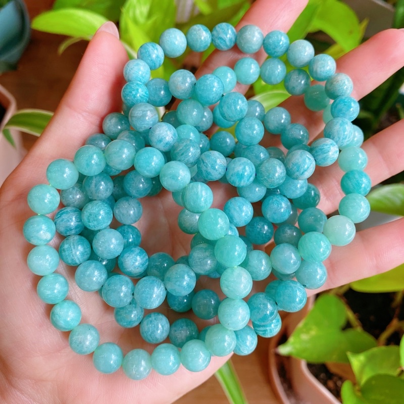 Vòng tay đá Năng Lượng Amazonite, Viên đá yên bình, giảm stress, Healing