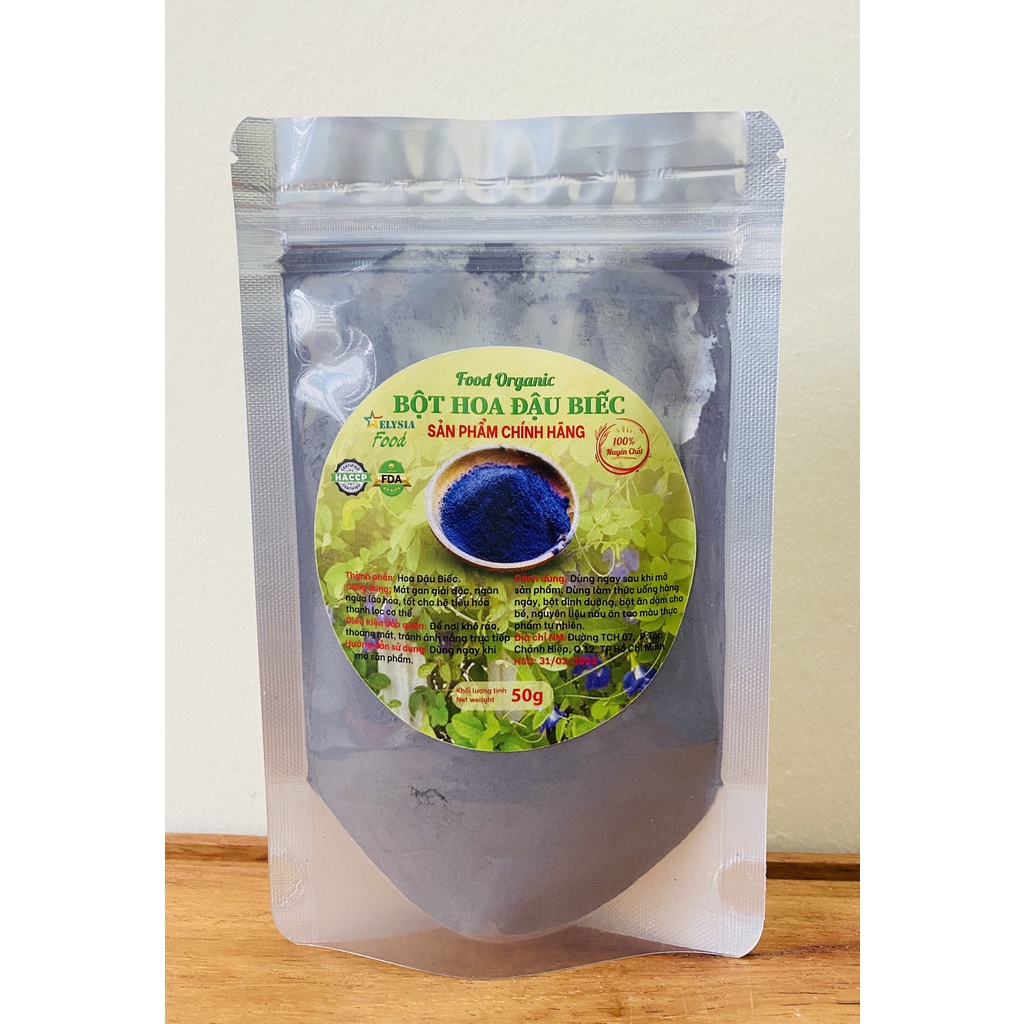 Bột Hoa Đậu Biếc Organic 100% thiên nhiên, Tạo màu thực phẩm tự nhiên, 10gr, 50gr