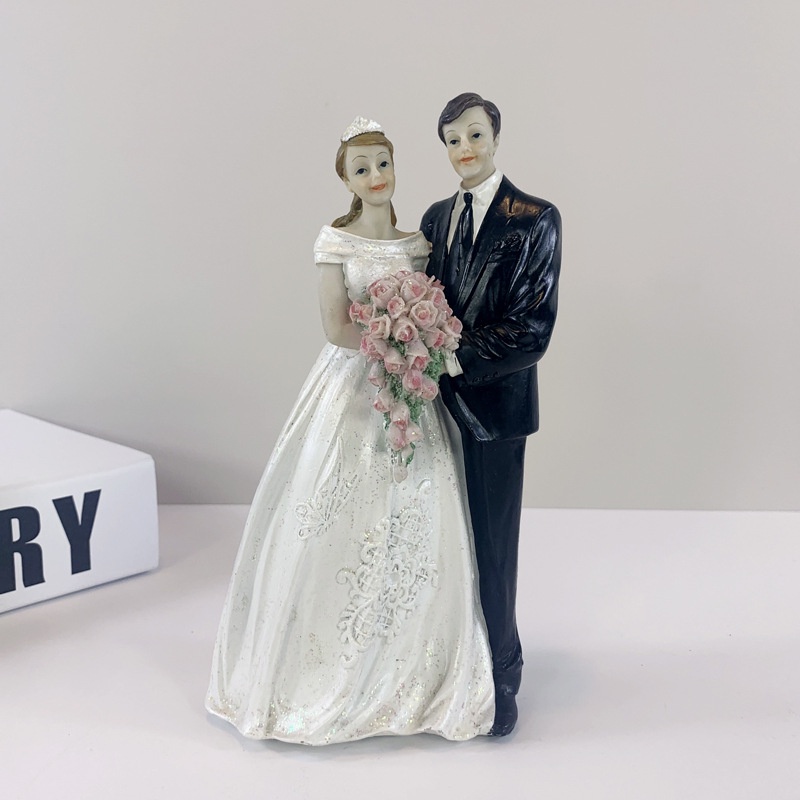 Phụ Kiện Trang Trí Bánh Kem Hình Cô Dâu Chú Rể Bằng Nhựa Resin