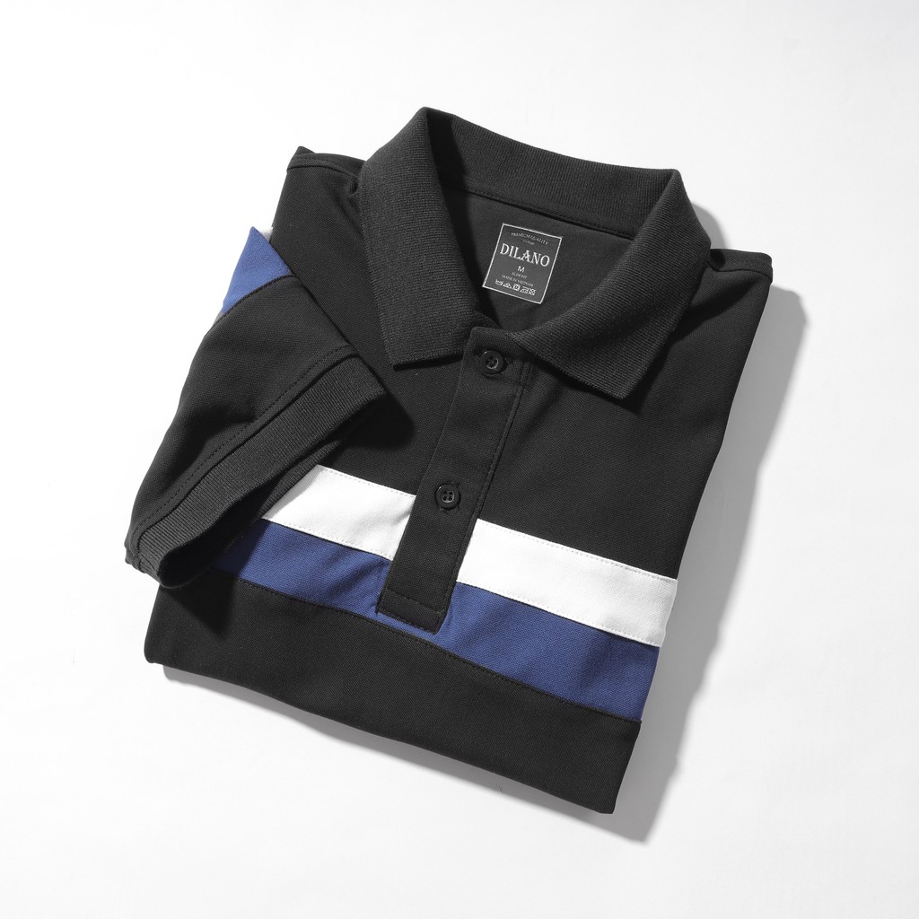 Áo polo nam tay ngắn cổ bẻ,  phối sọc ngang cao cấp DILANO APD04 | BigBuy360 - bigbuy360.vn