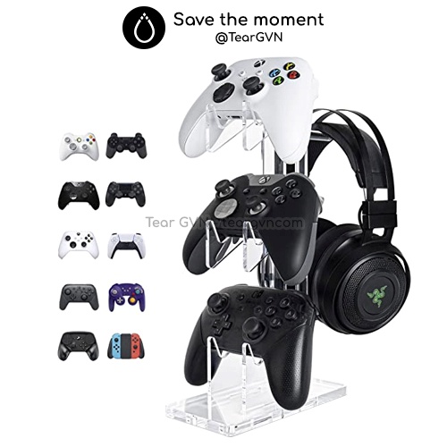 Giá đỡ 3 tay cầm và tai nghe bằng nhựa Acrylic cho tay cầm Playstation / Xbox / Nintendo Switch