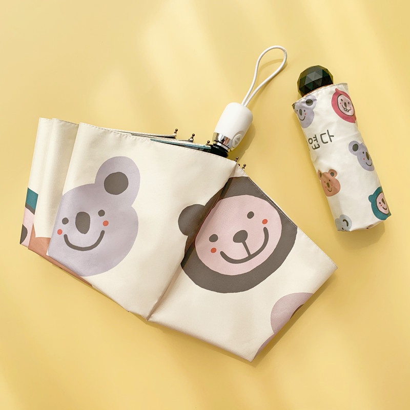 Dù Xếp Tự Động Chống Tia UV Bằng Nhựa Màu Đen In Hình Gấu Koala Dễ Thương Sự Bảo Vệ