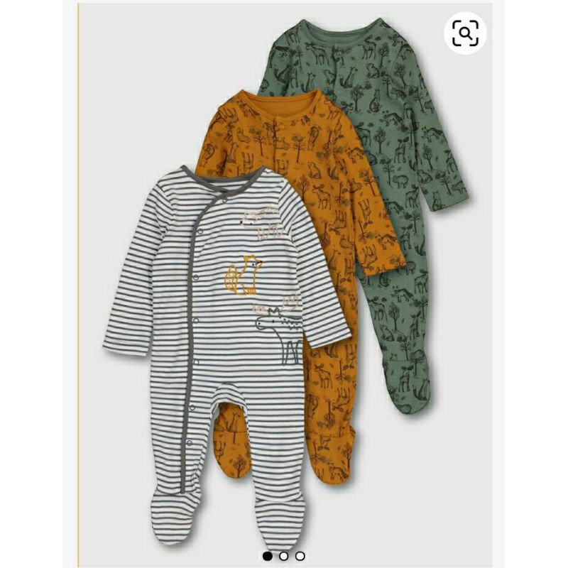 Set 3 sleepsuit Forest bé trai Tu.clothing Auth size 3/6 6/9 9/12 12/18