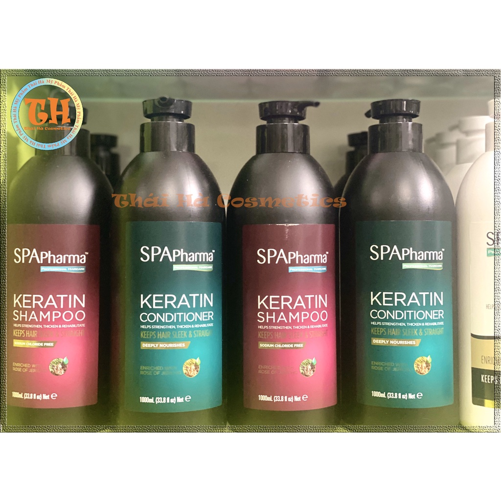 Cặp dầu gội xả chăm sóc tóc Keratin SPA Pharma chiết xuất hoa hồng Jericho - Enriched With Rose Of Jericho 1000ml