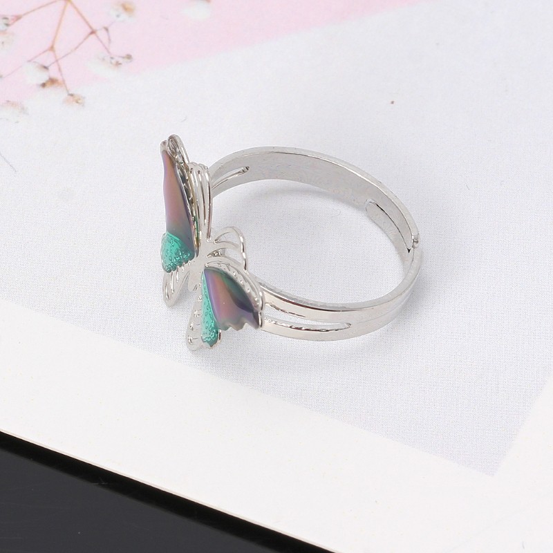 Nhẫn đeo tay kim loại khảm đá hình con bướm thời trang cho nữ