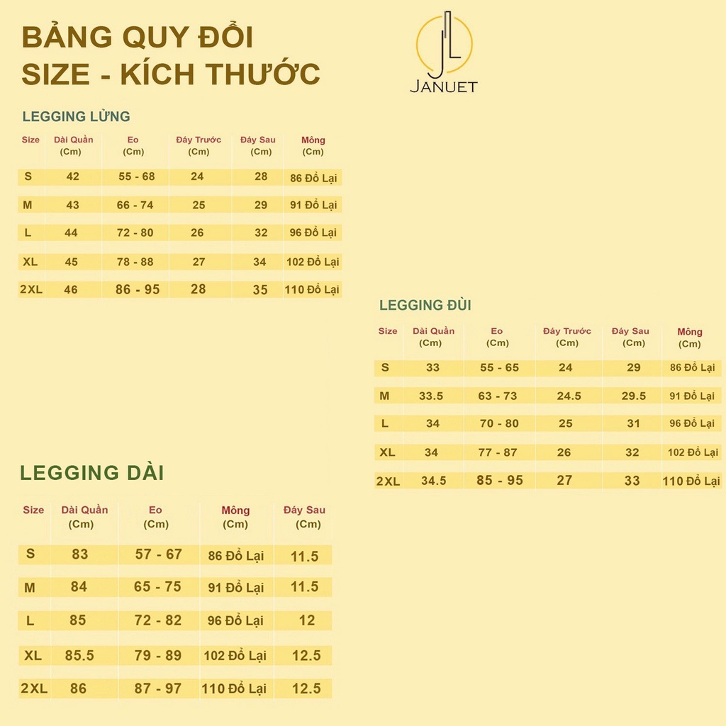 Quần legging đùi, lửng, dài siêu co giãn Januet Spandex mát mịn chống xù bai