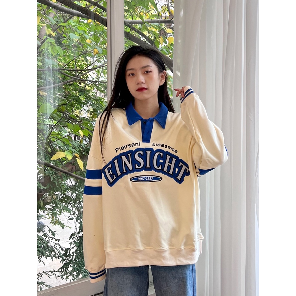 ( 2 Màu HotTrend ) Áo Nỉ Ngoại Dài Tay Cổ Bẻ   Cực Sịn Chất Ngoại Mặc Ấm Áp Vô Cùng - Form Style Hàn Quốc Trẻ Trung Động