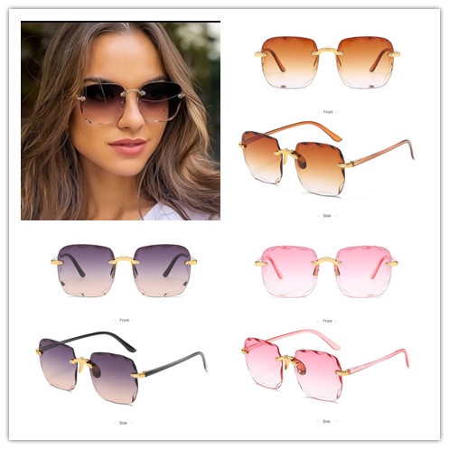 Kính Mát Tròng Vuông Trong Suốt Chống Tia UV Màu Gradient Phong Cách Retro Thời Trang Unisex