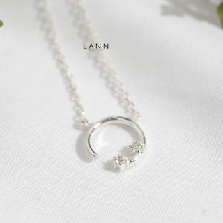 Vòng cổ đường tròn mở đính 2 đá cách BẠC S925 LANN N100
