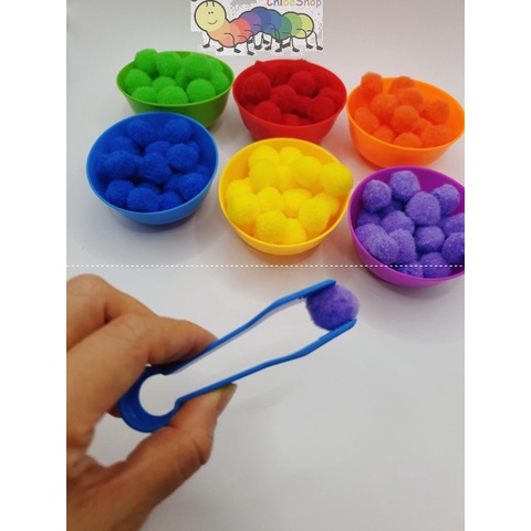 Set 6 bát nhựa màu cho bé tập gắp, phân biệt màu sắc, học số lượng