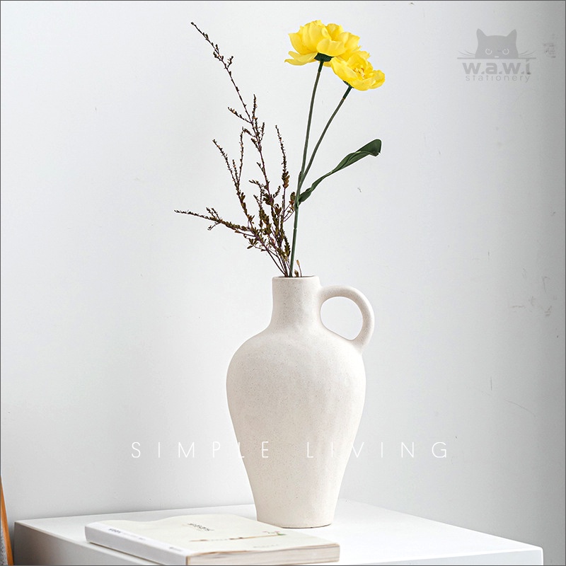 Bình hoa gốm thô phương pháp thủ công, dáng cao, nghệ thuật tối giản trang trí nhà cửa