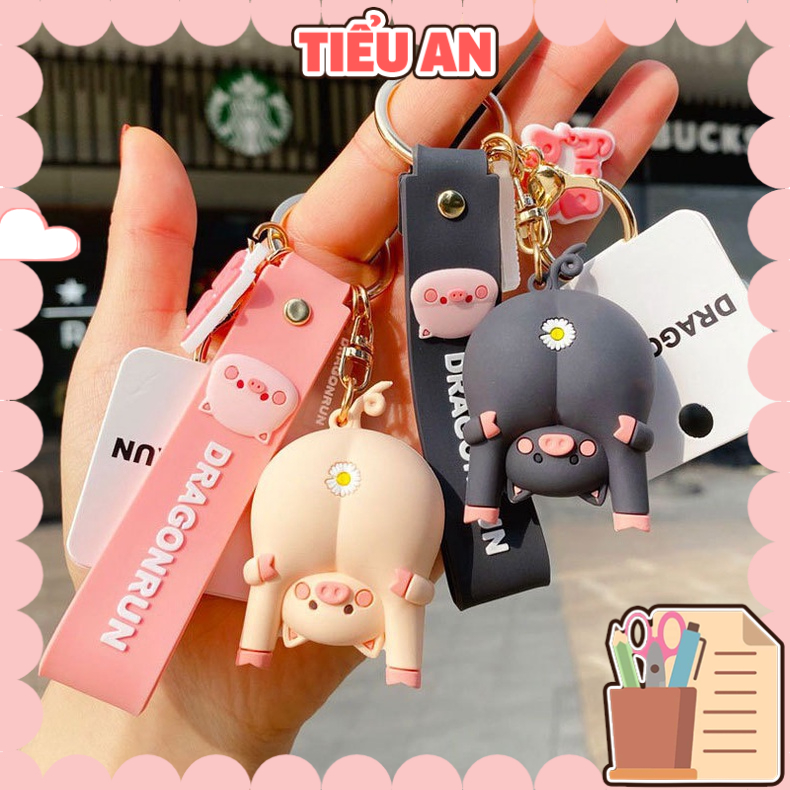 Móc khoá Heo Cá Tính kèm dây, phụ kiện balo, túi xách xinh xắn
