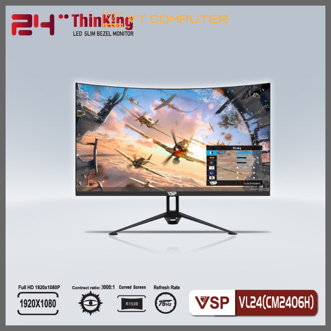 Màn Hình Cong 24 inch / VSP / FHD / 75Hz / IPS / Bảo Hành 36 Tháng