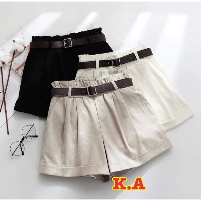 Quần shorts khaki 🦋 ống rộng chất vải thô mềm mặc thoải mái