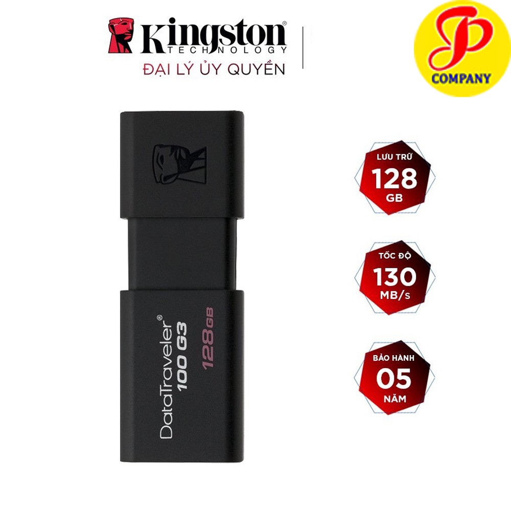 USB 3.0 Kingston DT100G3 128GB Tốc độ upto 100MB/s - Hãng chính hãng FPT