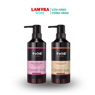 Bộ Dầu Gội Xả GREEN TEA - NHẬT BẢN 780ML - Phục Hồi Tóc Hư Tổn, Siêu Mềm Mượt Lamyra