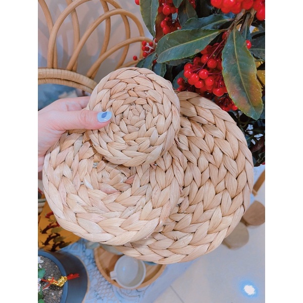 Thảm cói, thảm trang trí decor siêu xinh, phong cách vintage 🌱