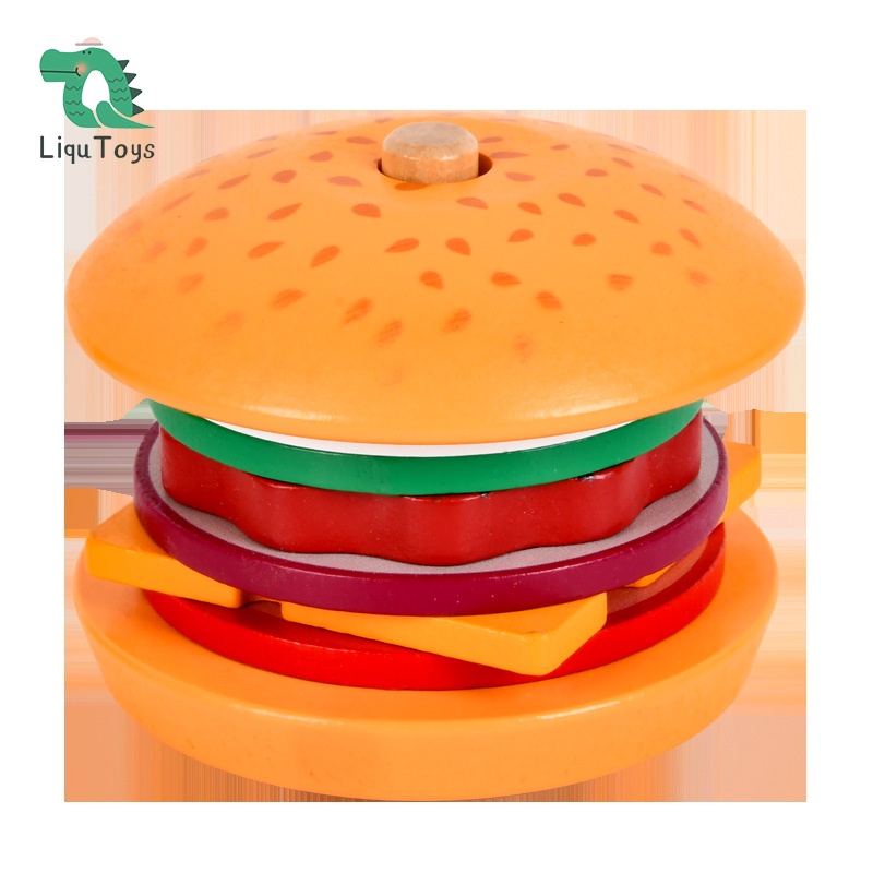 Đồ Chơi Xếp Chồng Lên Nhau Hình Bánh Burger Bằng Gỗ Dành Cho Trẻ Em 1 2 3 4 Tuổi