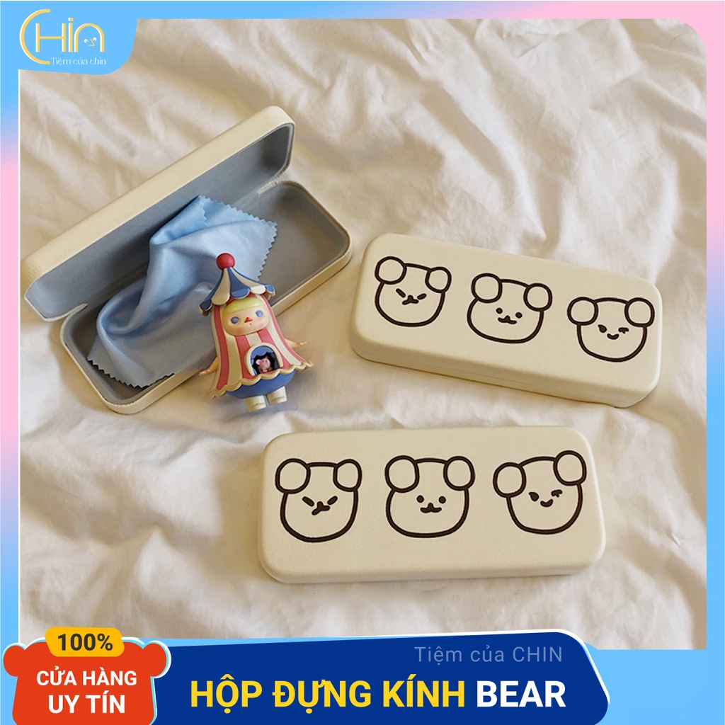 Hộp đựng kính cận cao cấp ( Có Sẵn )phong cách Hàn Quốc Cute , tặng kèm khăn lau kính