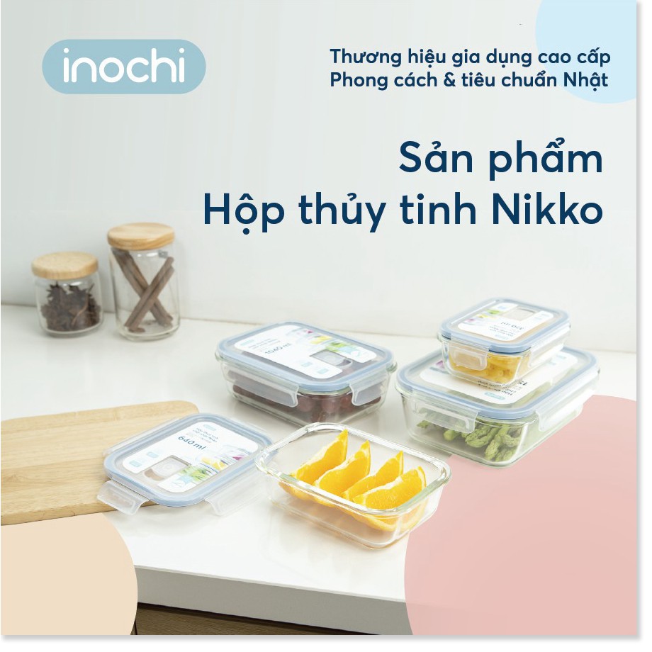 Hộp Thuỷ Tinh Đựng -Thực Phẩm Nikko INOCHI Đồ Ăn, Thức Ăn Trong Ngăn Đá Tủ Lạnh, Bảo Quản Thực Phẩm Tươi TTVU