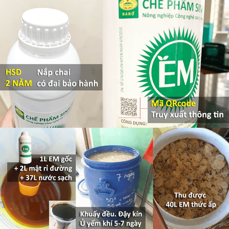 Chế phẩm sinh học EM gốc. Men Vi Sinh chuẩn của Đại Học Nông Nghiệp 1 Hà Nội. Từ 1 lít EM gốc sản xuất ra 40 lít thứ cấp
