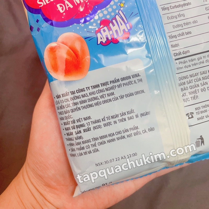 Kẹo dẻo BOOM JELLY UP ORION đào dâu nho BỊCH 91G đủ mùi - tapquachukim