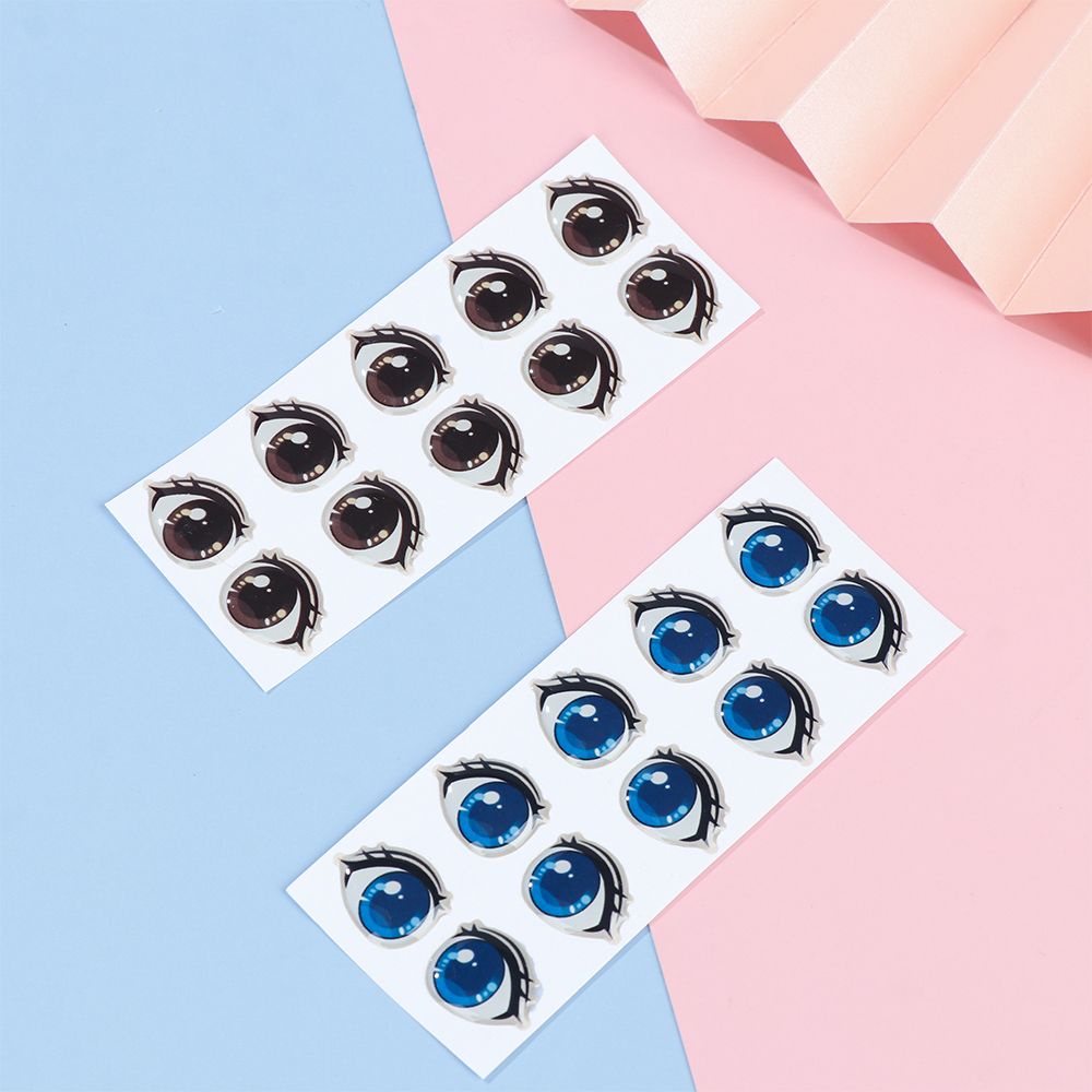 Set 10 cặp miếng dán mắt búp bê hoạt hình nhiều kiểu kích thước 8mm/ 10mm/ 12mm/ 15mm