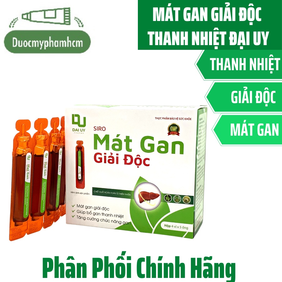 MÁT GAN GIẢI ĐỘC GAN Đại UY tăng cường chức năng gan, giảm mẩn ngứa mề đay rôm sảy, mụn nhọt, trứng cá Hộp 20 ống