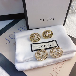 GUCCI Bông Tai Chữ G Đính Ngọc Trai Thời Trang Cho Nữ